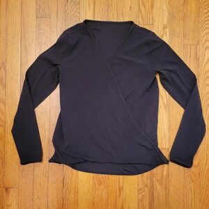 Lululemon 6 Black Long Sleeve‎ Wrap Top Athletic Activewear FULL FREEDOM Workout
